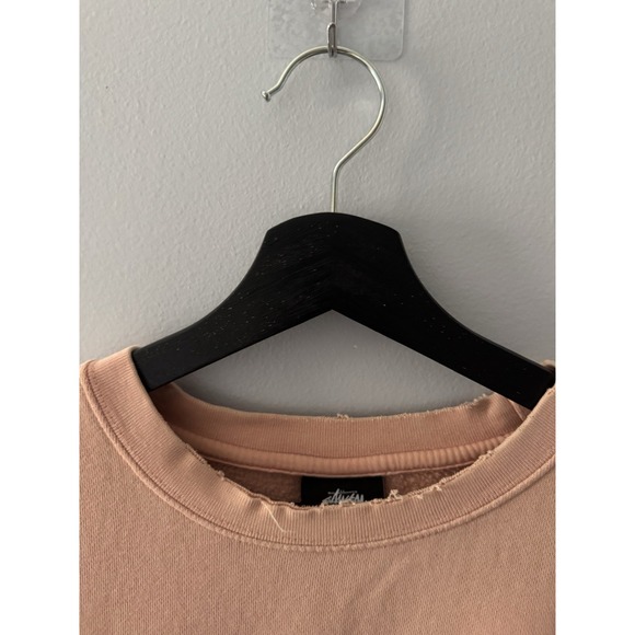Men's Stussy Pink Sweatshirt Crewneck Size Medium Embroidered Logo - Picture 5 of 7